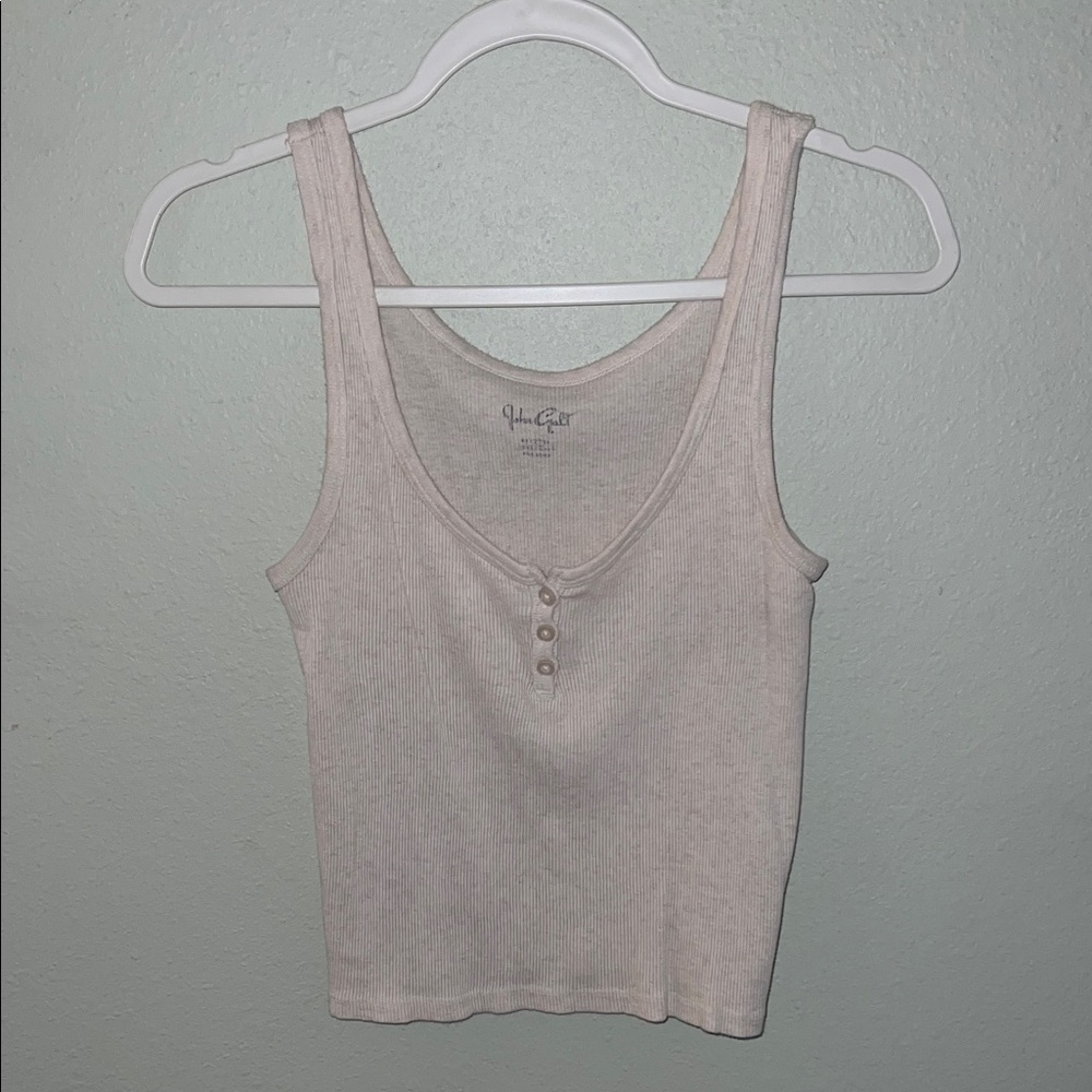 SOLD Brandy Melville Cream Ribbed Henley Tank Top